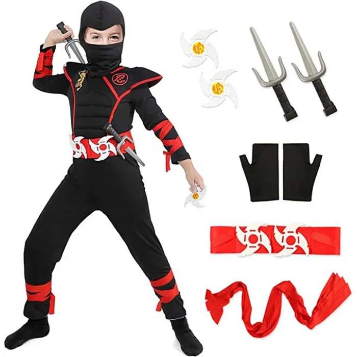 CZARNY NINJA STRÓJ PRZEBRANIE SZTYLETY