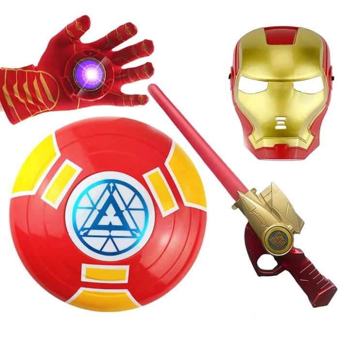 IRON MAN STRÓJ MASKA RĘKAWICA LASER TARCZA MIECZ
