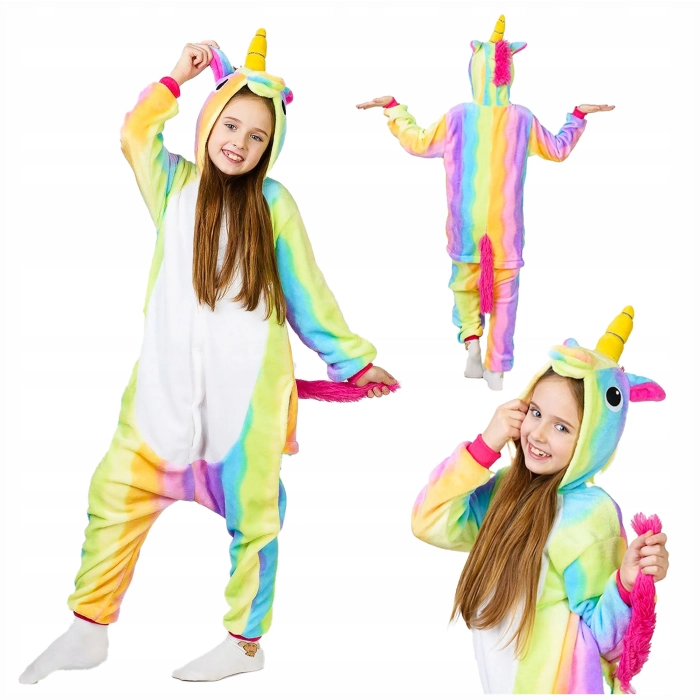 JEDNOROŻEC STRÓJ KIGURUMI TĘCZOWY PONY PIŻAMA DZIECI ONESIE