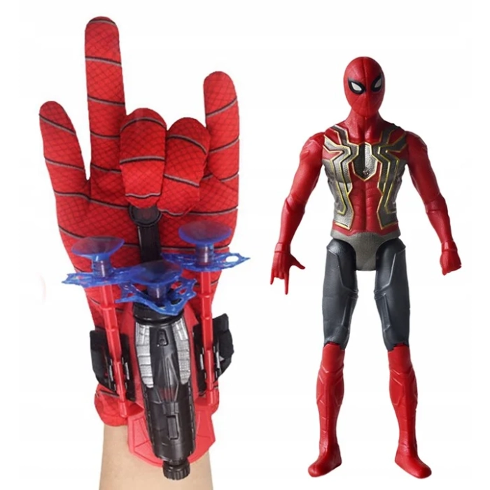 SPIDERMAN MASKA ŚWIECI STRÓJ RĘKAWICA STRZELA