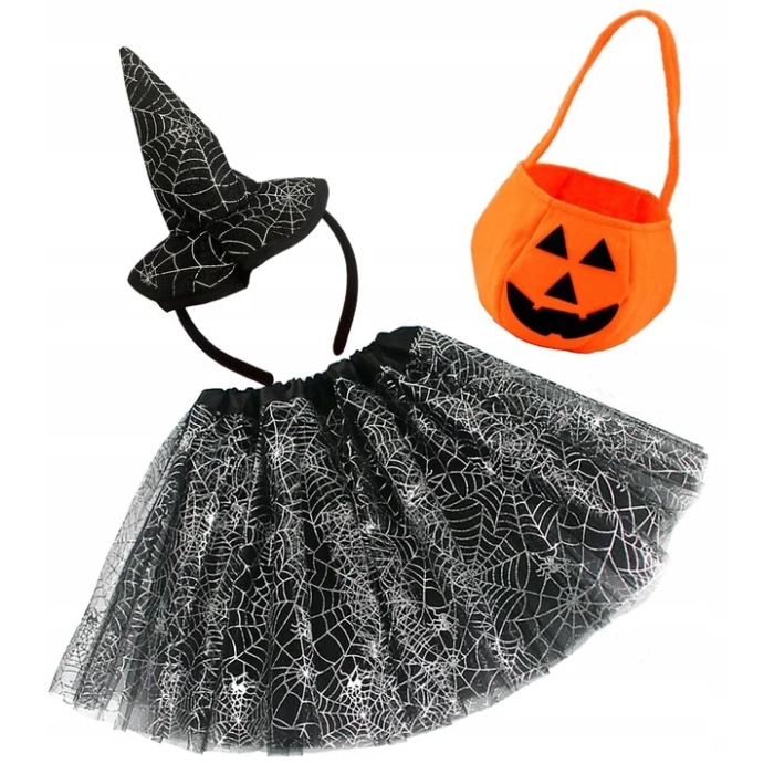 STRÓJ CZAROWNICA HALLOWEEN PAJĘCZARKA TUTU OPASKA