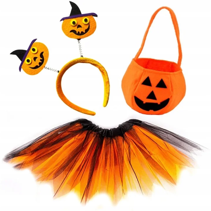 STRÓJ DYNIA HALLOWEEN TUTU OPASKA KOSZYK CUKIERKI