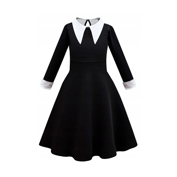 STRÓJ SUKIENKA WEDNESDAY ADDAMS PERUKA
