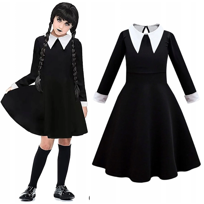 STRÓJ SUKIENKA WEDNESDAY ADDAMS PRZEBRANIE