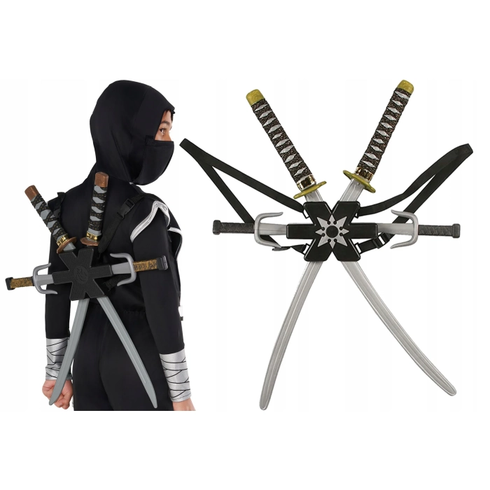 ZESTAW NINJA 2 MIECZE SZTYLETY STRÓJ AKCESORIA 5W1