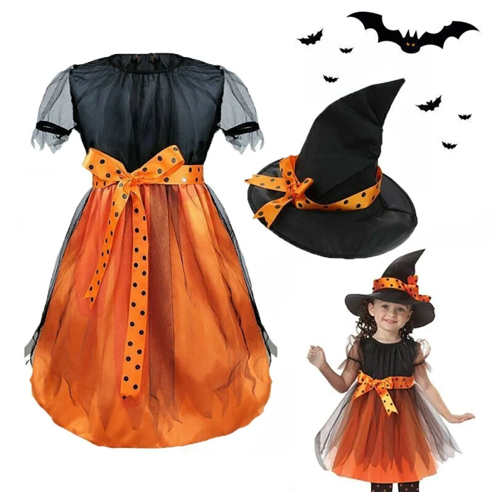 CZAROWNICA STRÓJ SUKIENKA KAPELUSZ HALLOWEEN