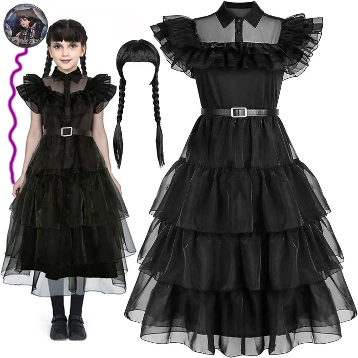 WEDNESDAY ADDAMS STRÓJ SUKIENKA PERUKA BALON